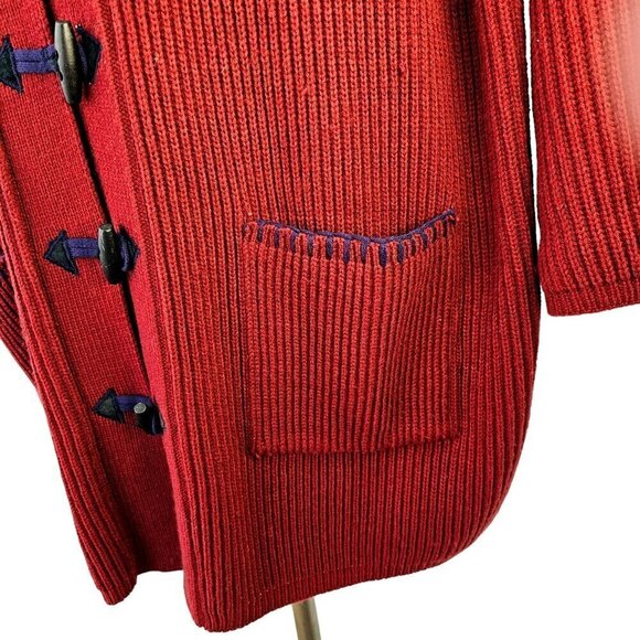 BIB SML Sport Hood Coat Sweater Womens 2X Blue Toggle Close Fuchsia Acrylic Knit - Picture 6 of 12